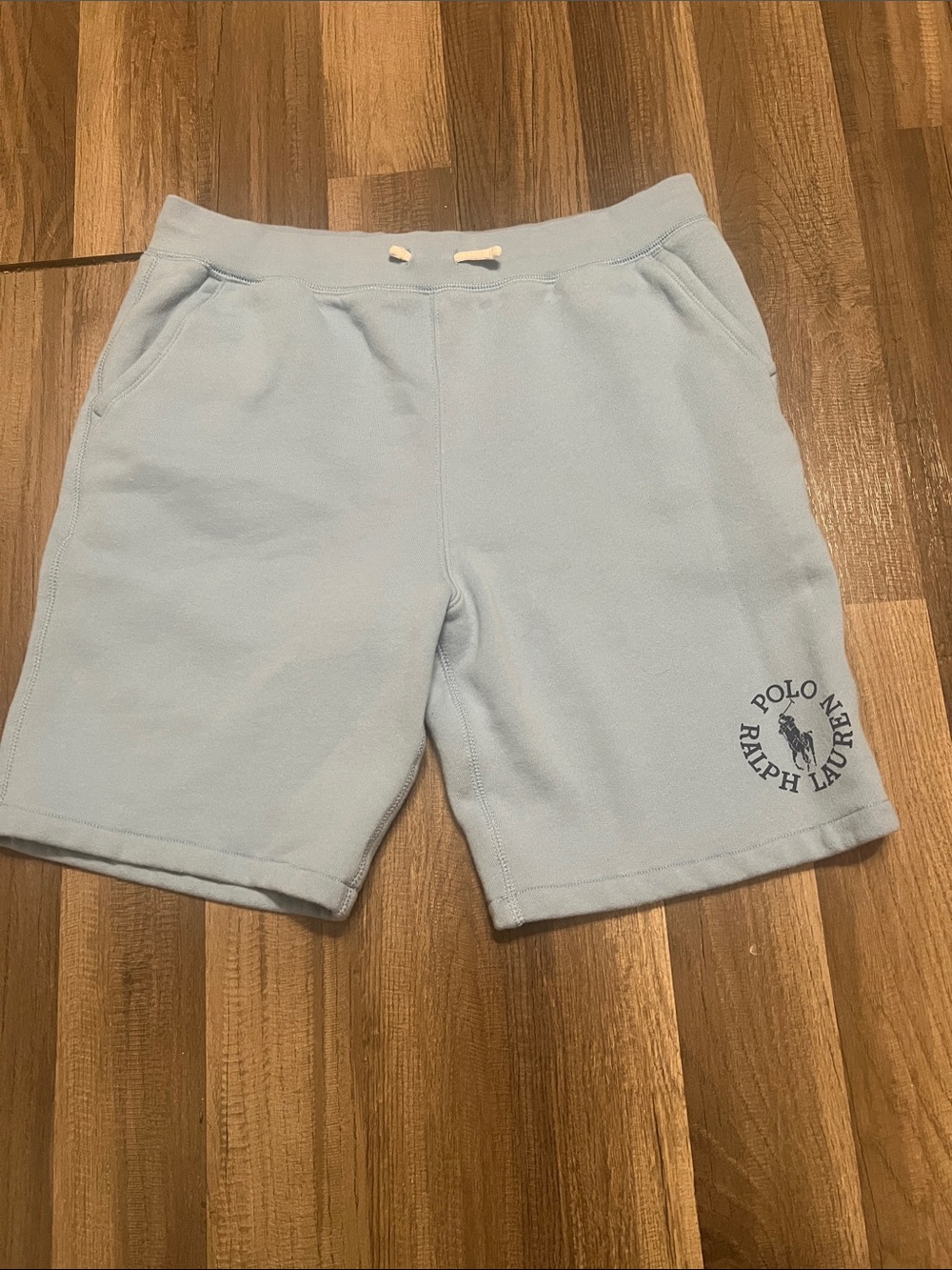 Polo by Ralph Lauren Light Blue Fleece Athletic Shorts Medium in Men but XL kids